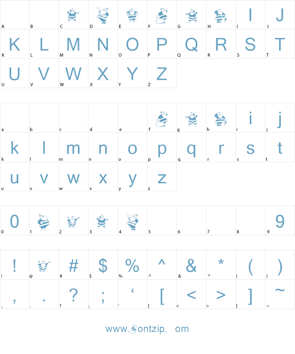 KR Eight Santas Font Character